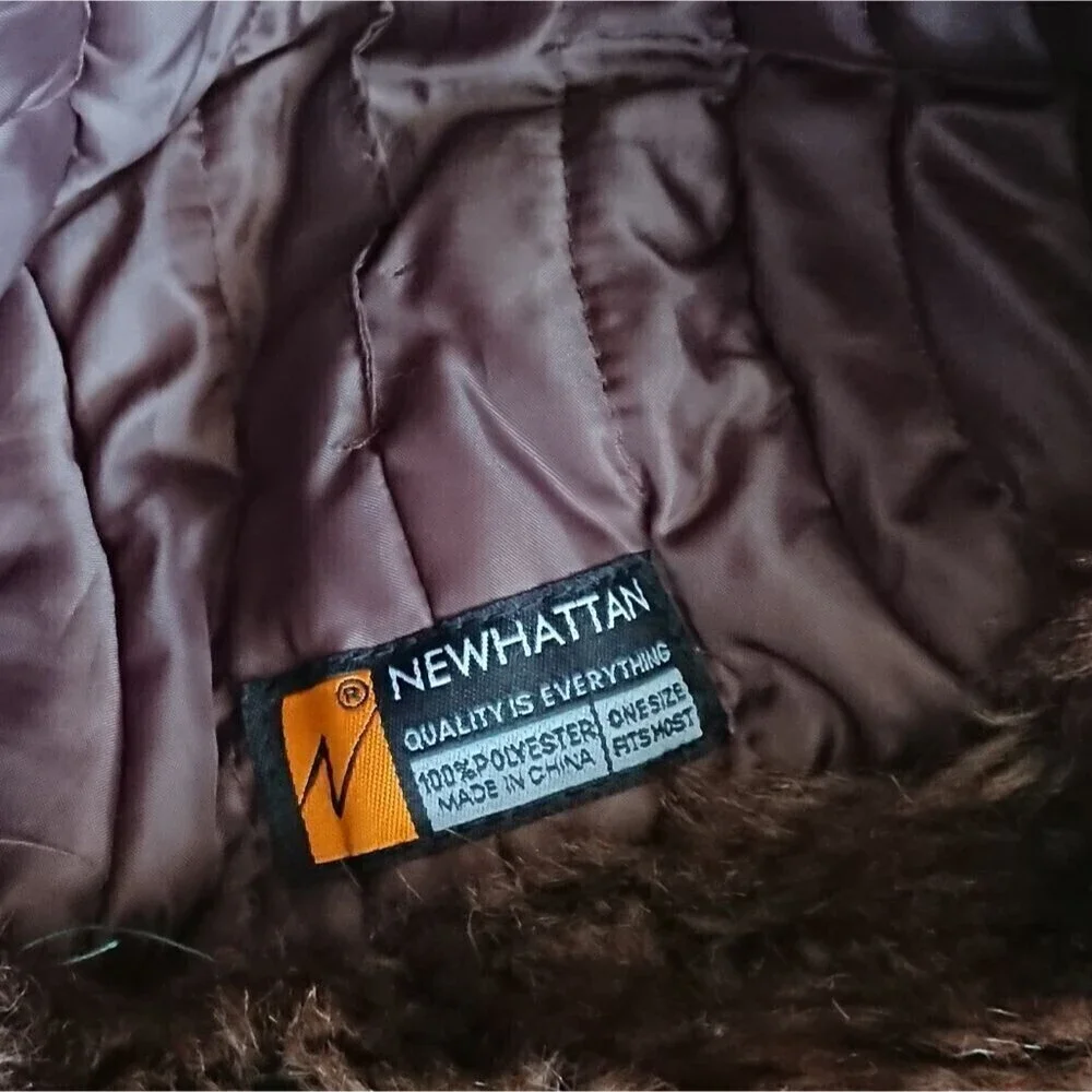Newhattan Green and Brown ear flap faux fur Trapper Hat
